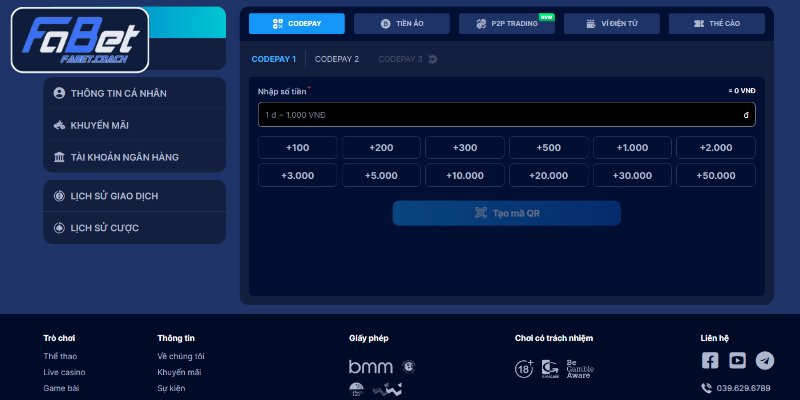 Gửi tiền qua Codepay