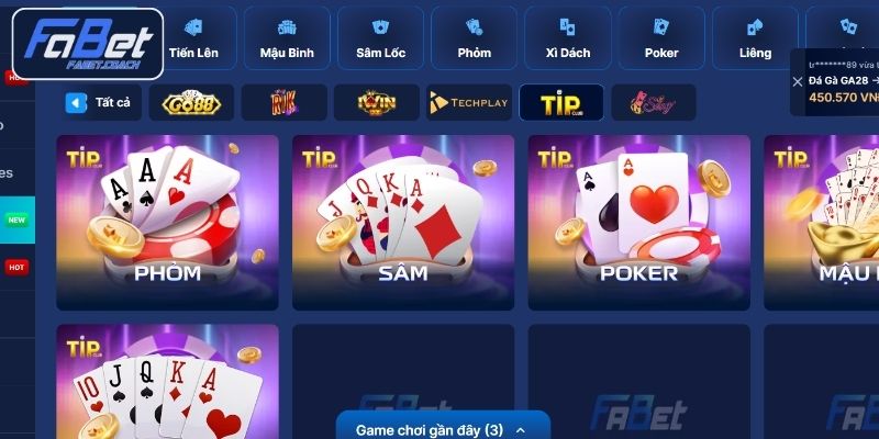 Top game bài FABET đang thịnh hành